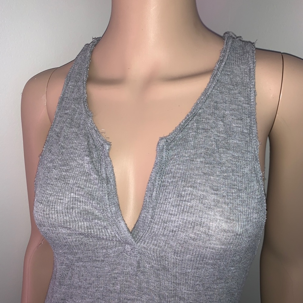 Brandy Melville Gray Ribbed Tunic Tank Top Beach Swim Cover Up OS - Picture 2 of 7